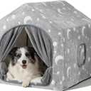 Indoor Dog House, Night-Luminous Star Dog Tent with Frame, Washable Dog Cave Bed, Suitable for 36-66 lb Medium and Large Dog