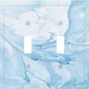 Navy Blue Sea Waves Spilled Ink Marble Simplicity Print Decorative Switch Plates 2 Gang Double Toggle Outlet Light Switch Cover Wall Plate Electrical Faceplate for Bathroom Living Room Decor (Double Toggle / 4.9 X 5 IN)