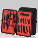 Professional Stainless Steel Nail Clipper Travel & Grooming Kit Nail Tools Manicure & Pedicure Set of 18pcs with Luxurious Case (Black/White)