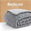 Bedsure Gentlesoft Sherpa Fleece Blanket Twin Size for Bed - Fluffy & Cozy Cable Jacquard Tufted for Women Gift, Thick and Warm Christmas Blanket for Winter, Grey, 60x80 Inches