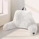 Nestl Fur Reading Pillow, Stylish Back Pillow for Bed Sitting Up, Faux Fur Bed Chair Pillow with Arms, Reading Pillows for Sitting in Bed Adult & Kids, Sit Up Back Support Pillow for Bed Rest - White