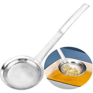 TBWHL Multifunctional Hot Pot Fat Skimmer Spoon  Stainless Steel Fine Mesh Food Strainer for Skimming Grease and Foam DIA 4.4"