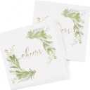 Hortense B. Hewitt Decorative Paper Napkins 50-Count, Foil Greenery, 4.75-Inch (Folded)
