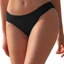 Black SHEKINI Women's Bikini Bottom Low Waisted Sexy Swimsuit Ruched Sides Hipster Swim Bottom - (Medium, Black)