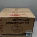 E-far Stoneware Dinnerware Sets for 8, 24 Pieces Reactive Glaze Plates and Bowls Sets, Elegant Dishes with Rustic Terracotta Clay Base, Dishwasher & Microwave Safe, Scratch Resistant, Glacier White