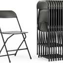 Flash Furniture Hercules Set of 10 Indoor/Outdoor Heavy-Duty Plastic Folding Chairs, Foldable Commercial Stacking Chairs with 650-lb. Static Weight Capacity, Black