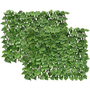 Expandable Faux Ivy Fence Privacy Screen Stretchable Artificial Hedge Single Sided for Balcony Patio Garden (2PC,Grape)