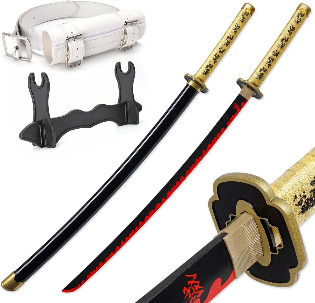 Zisu Demon Katana Sword, About 41 inches, Hashira Pillars & Protagonist Katana for Cosplay Purpose, Anime Original Texture (Maroon)