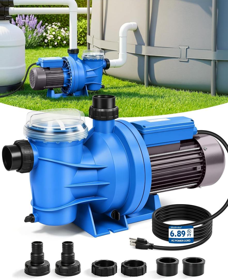 BluSwim 1.5 HP Self-Priming Pool Pump Max 6060GPH High Flow