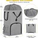 Laundry Bag Backpack Extra Large, 110L Laundry Backpack Heavy Duty with Shoulder Straps, Collapsible and Mesh Pocket Dorm Laundry Basket Hamper Bag for College, Travel, Laundromat, Apartment Grey