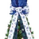 Poen Christmas Tree Topper Hat Shiny Sequins Top Hat with Bow Lengthened Ribbon Tree Topper Santa Christmas Decorations for Xmas Gift Ideas Holiday Winter Party Ornament Supplies(Royal Blue)