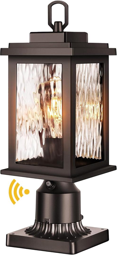 VIANIS Outdoor Post Lights Hardwired 120V, Oil Rubbed Bronze Dusk to Dawn Lantern Post for Outside with Pier Mount Base, Waterproof Aluminum ORB Exterior Lamp Post Light Fixture for Column Mount Light (Standard Size)