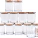 Thick Candle Jars for Making Candles 12 Pcs, 7 OZ Empty Jars with Wood Lids for Candle Making, Sample Container, Clear