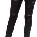 Women's Stretch Pull-On Jeans Skinny Ripped Distressed Denim Jeggings Regular-Plus Size (Black, XL)