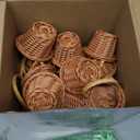 24 Pcs Mini Easter Eggs Basket Set Small Woven Wicker Baskets with Pastel Easter Eggs Green Raffia Grass Foam Speckled Egg Spring Decorations Party Favors