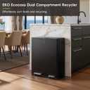 EKO EcoCasa 8+5 Gal (30+20L) Dual Trash Can for Kitchen, Large Stainless Steel Step-On Garbage Can, Trash and Recycle Bin Combo with Soft-Close Lids, Removable Color-Coded Inner Buckets, Matte Black