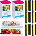 2 Pack Compatible for Canon Selphy CP1500 Ink and Photo Paper KP-108IN KP108 Includes 6 Ink Cassettes + 216 Paper Sheets for Canon Selphy CP1300 CP1200 CP910 CP900 CP1000 Photo Printers