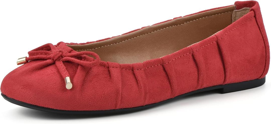 WHITE MOUNTAIN Women's Shoes Sakari Ballet Flat (10 Wide, Deep Red/Fabric)