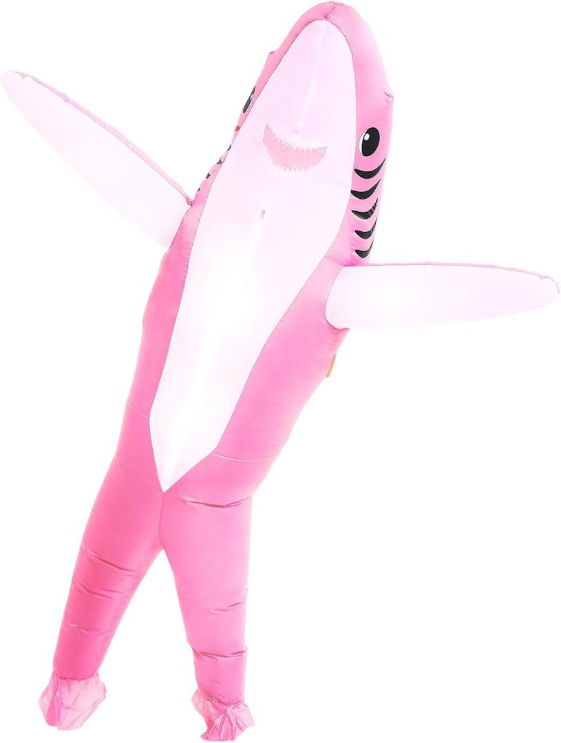 Shark Costume Kids 4'3''-4'11'' Tall, Pink Inflatable Shark Costume for Halloween, Gifts