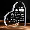 2 x Valentine Gifts for Men, Boyfriend or Husband  I Love You Heart Acrylic Paperweights for Him (3.9" x 3.9" x 0.6")