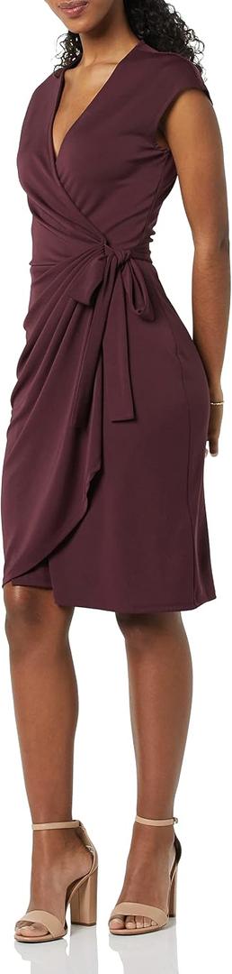 Amazon Essentials Women's Classic Cap Sleeve Wrap Dress with V Neck  M