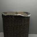 Seville Classics Premium Handwoven Portable Laundry Bin Basket with Carrying Handles, Household Storage for Clothes, Linens, Sheets, Mocha Brown, Oval Hamper