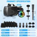 Submersible Pump RGB Pond Filter System Kits,3-in-1 Pond Filter Fountain with Colorful Lights,660GPH Pond Filter Box,Multi-layer Filtration, Applicable to Garden Pond,Fish Tank,Water Feature