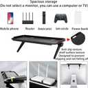 2 Pieces TV Top Shelf Screen Monitor Top Storage Bracket Computer Screen Shelf Adjustable Bracke for Media Boxes Game Console Router Home Mount (Black, 11.8 x 4.9 Inch)