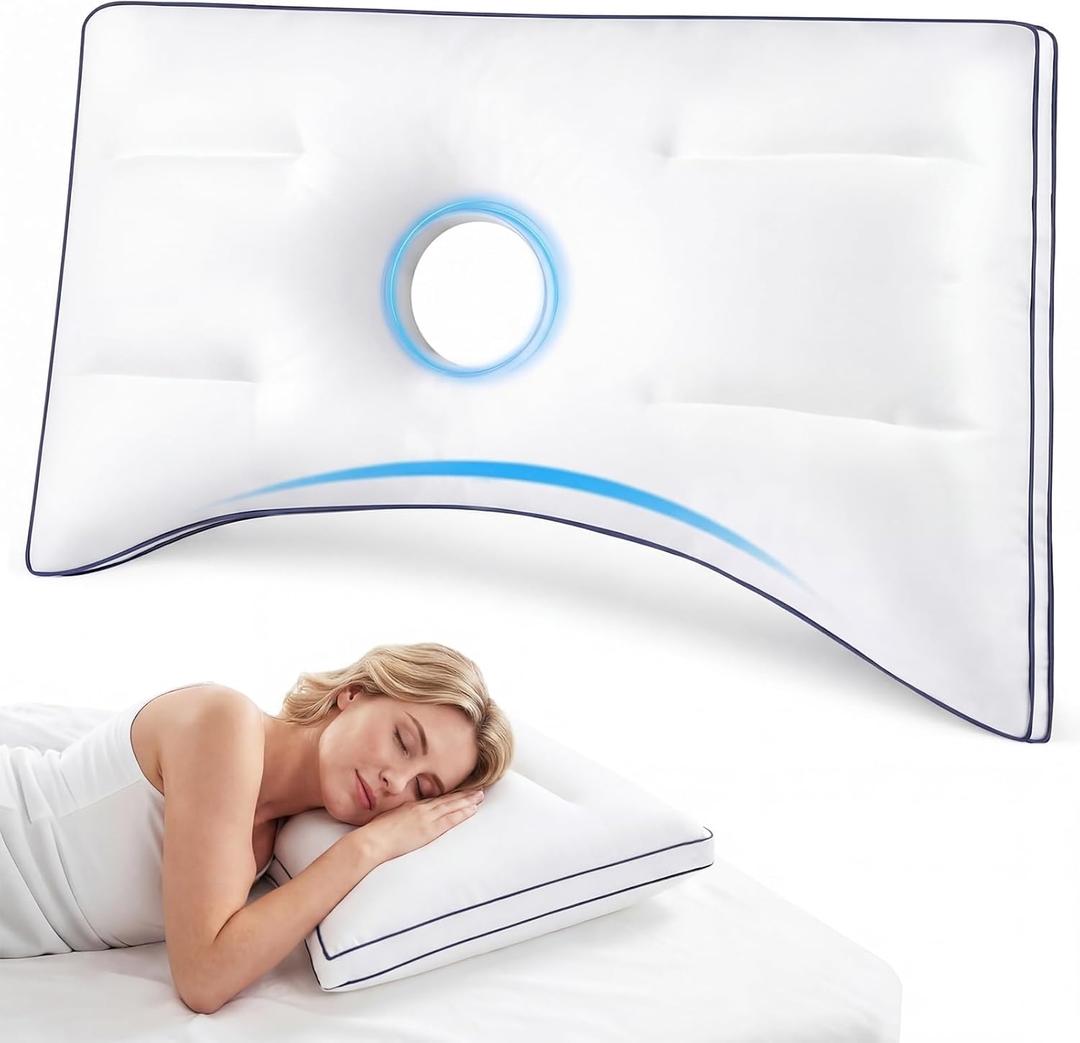 Ear Piercing Pillow for Side Sleepers - Relieves Ear Pain & Pressure, Supports Piercing & Surgery Recovery, Adjustable Cotton Fill with Ergonomic Ear Hollow, Washable Cover