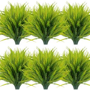12 Bundles Artificial Plants Outdoor Fake Boston Fern Greenery with Flowers Faux UV Resistant Shrubs Garden Patio Porch Window Box Farmhouse Hanging Decor(Green) (Boston Fern With Flowers)