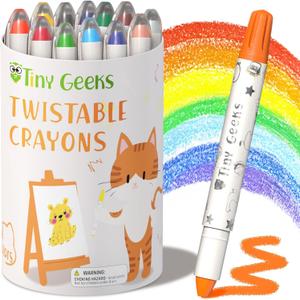 12 Twistable Crayons - Non Toxic, Washable Crayons for Toddlers, Kids Ages 3-8 - Easy To Hold - Perfect Coloring Gift for Boys and Girls - Unleash Colorful Fun
