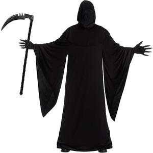 Morph Grim Reaper Costume For Men With Scythe, Adult Grim Reaper Robe, Spooky Halloween Costumes For Men (X-Large)