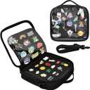 Enamel Pin Display Book, Small Collections Travel Pin Trading Book, Brooch Pin Lover Collector Bag, 6-Page Lapel Pin Display Board with Protective Film, Handles and Shoulder Strap, Black