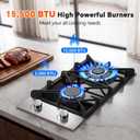 12 Inch Gas Cooktop, 2 Burner Propane Cooktop, Black Tempered Glass | ETL Certified, Thermocouple Protection, NG/LPG Convertible, Built-in Design for RV & Small Spaces