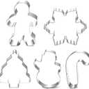 Christmas Cookie Cutter Set - 5 Piece Holiday Cookies Molds - Snowman, Christmas Tree, Gingerbread Man, Candy Cane, Snowflake