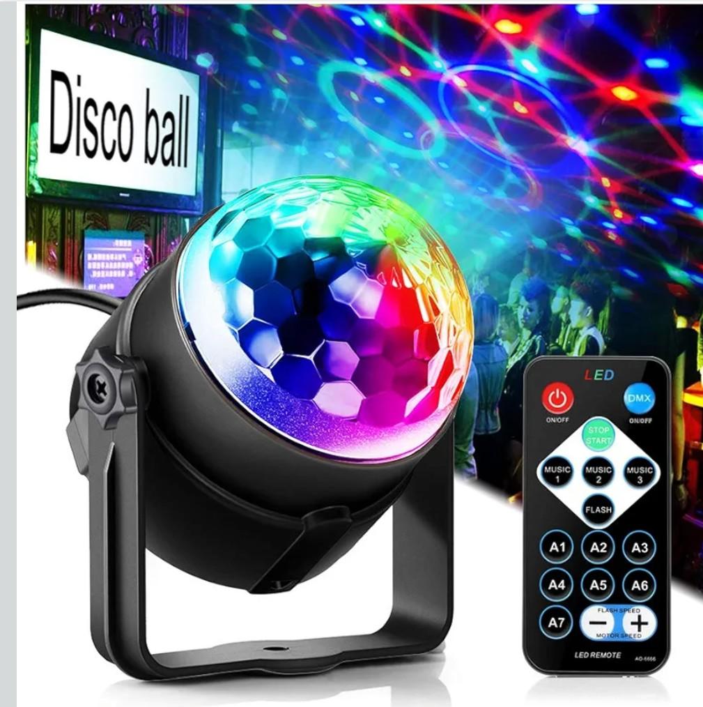 Party Disco Ball Dj Dance Lights Disco Strobe Rave Sound Activated Projector Effect Stage Light Remote Control for Birthday Xmas Wedding Bar Kids Christmas Glow Party  (3 Packs)