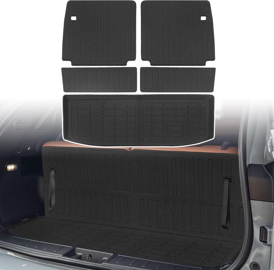 Cargo Liners Backrest Mat for Mitsubishi Outlander 7-Seat Accessories 2022-2025 2026 with Hook&Loop Rear Trunk Mat Rear Seat Back Cover Protector All Weather Anti-Slip Split Dog Liner