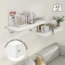 FLYJOE Deep Floating Shelves | 36 Inch White Floating Shelves Set of 2 | 12 Inch Deep Rustic Wood Shelves for Wall | 36" W x 12" D White Shelves for Living Room Bathroom Laundry Room Kitchen, 35.6W x 11.6D x 2H, 2 Pack