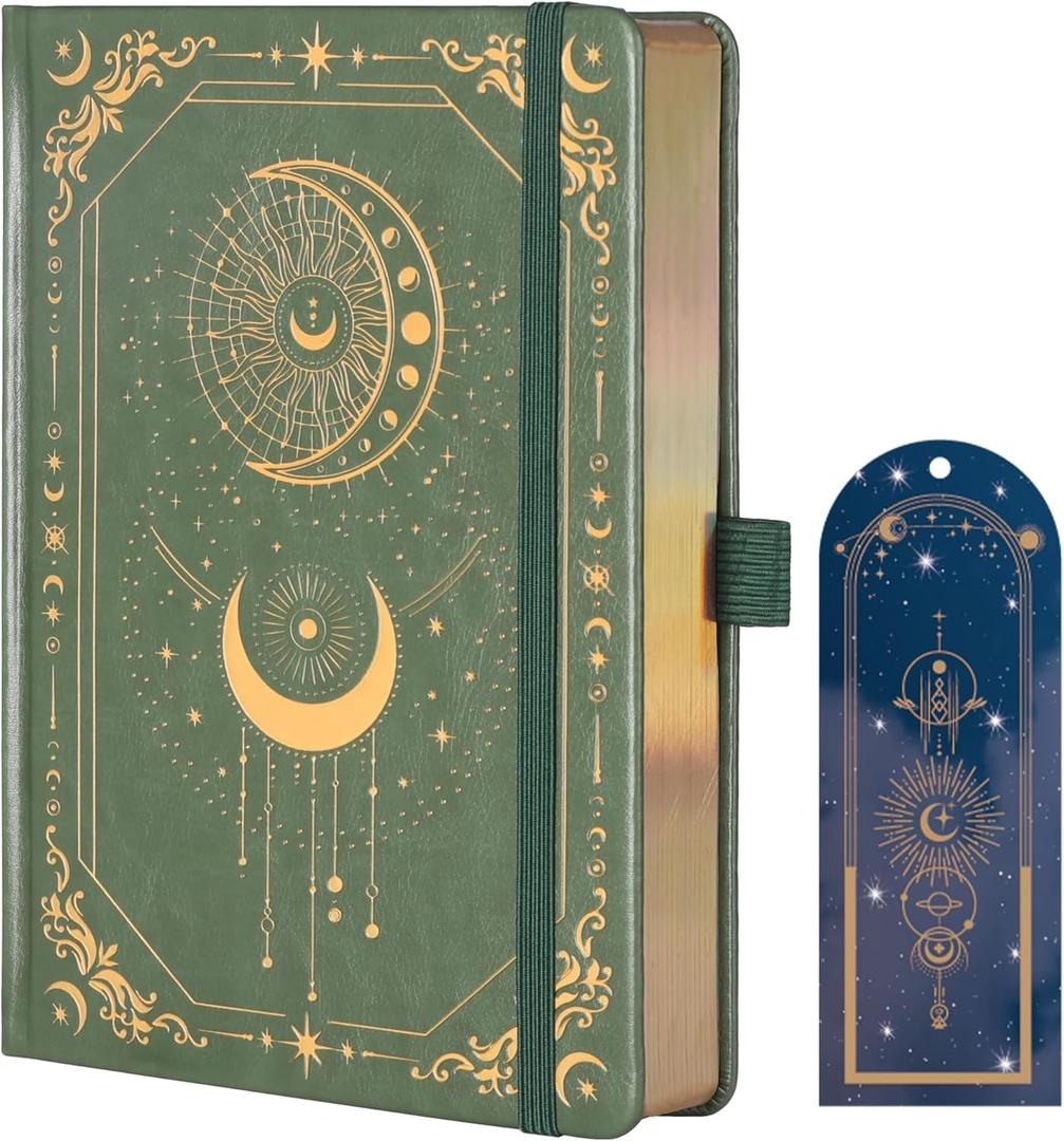 TIEFOSSI Lined Journal for Women Men, Vintage Notebooks with Bookmarks, Hardcover A5 College Ruled Notebook 316 Numbered Pages for Writing, Daily Journal for Work School, Note Taking (Green)