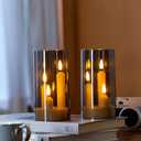 Hausware 3-in-1 Flameless LED Taper Candles with Remote  Battery Operated, Realistic & Portable Candles Set,3-Pack,Durable Indoor/Outdoor Decor (Gray)