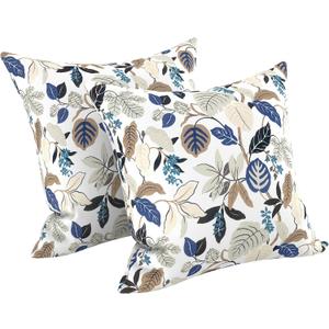 LVTXIII Outdoor Pillow Covers 20x20 Inch, 2 Pack Large Square Throw Pillow Cases, Fade-Resistant Cushion Covers for Patio Furniture Sofa, Garden Porch, Breeze Leaves Beige