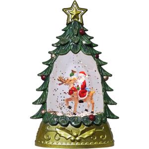 Mini Snow Globe Christmas Decorations, Glittering Santa Reindeer Small Christmas Tree Snow Globe Lighted Water Lantern for Xmas Decor Gifts