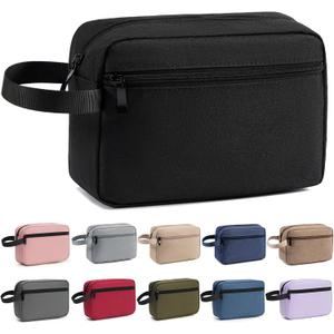 Travel Toiletry Bag, Small Cosmetic Bag, Hanging Water-Resistant Organizer for Men & Women, Ideal for Makeup, Shaving Kit, Gym Essentials & Travel Accessories (Black)