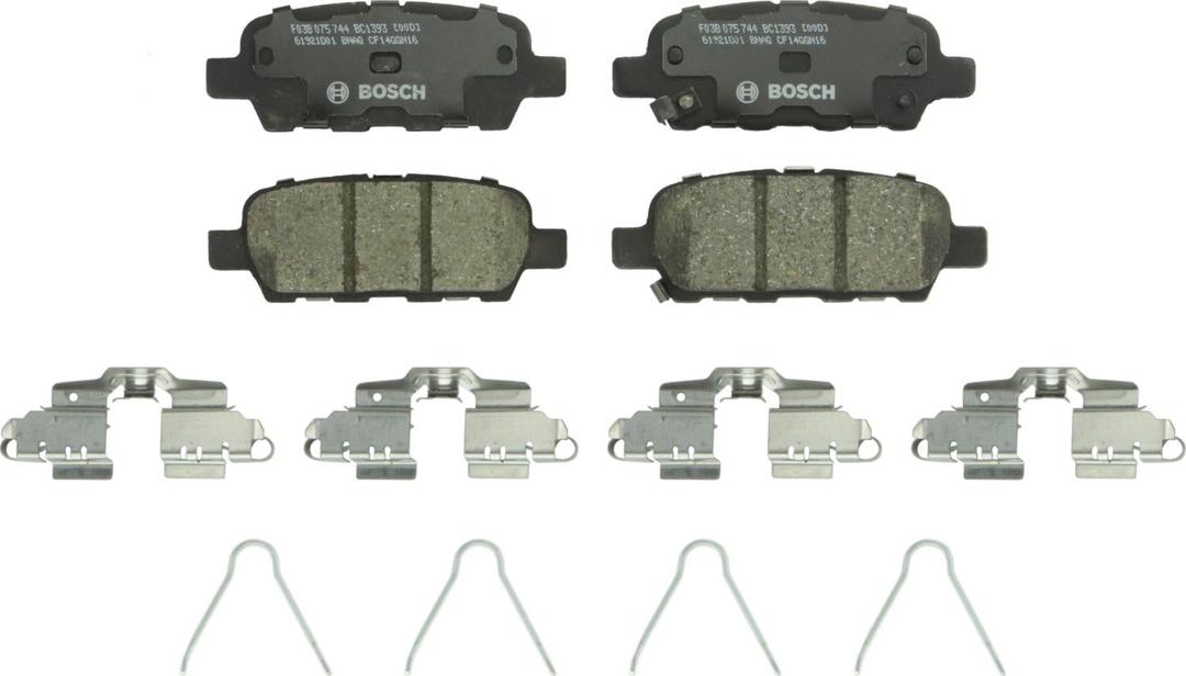 BOSCH BC1393 QuietCast Premium Ceramic Disc Brake Pad Set - Compatible with Select Infiniti EX35, FX35, G37, M37, M56, Q50, Q70, QX50, QX70; Nissan Altima, Juke, Leaf, Maxima, Sentra + More; REAR