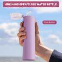 9oz Small Water Bottles with Straw, Mini Water Bottle with One-Hand Open Design, Leak-Proof Locking Lid for Hot&Cold Drinks, Small Travel Water Bottle - 100% Leakproof for School, Travel...(Lilac)
