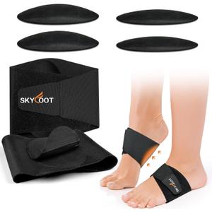 Skyfoot Arch Support Sleeves for Women & Men, with 2 Pairs Different Height Arch Pads, Arch Support Inserts for Flat Feet, High Arch, Plantar Fasciitis Relief (Black)