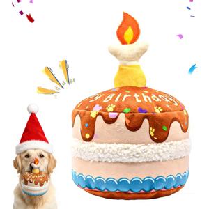 Dog Birthday Cake Toy, Interactive Crinkle Chew Toy for Small Medium Large Dogs, Durable Pet Birthday Gifts & Party Accessories, Cute Soft Puppy Celebration Fun for All Breeds,5.5''