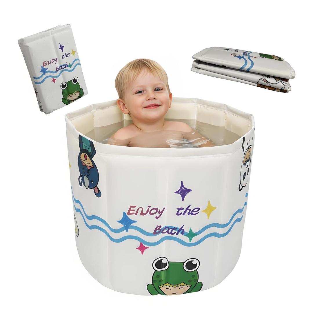 WAVYEASE New Design Portable Bath Tub for Toddlers - Foldable Deep Soak Bathtub for Kids, One-Second Setup, Easy Storage, Lightweight, Travel Essentials for 12-60 Months
