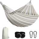 SZHLUX Double Hammock, Portable Cotton Hammock with Carry Bag, Perfect for Camping, Outdoor/Indoor Patio, Backyard, White