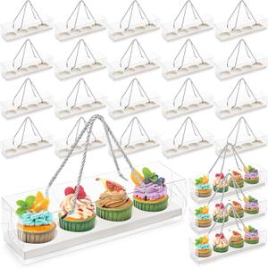 Coloch 24 Pack Clear Cupcake Box with Handle, 12 x 3 x 3 In 4 Count Plastic Cupcake Container with 4 Count Baked Dessert Box, for Cupcake, Dessert, Muffins, Party, Mother's Day, Wedding Coloch 24 Pack Clear Cupcake Box with Handle, 12 x 3 x 3 In 4 Count Plastic Cupcake Container with 4 Count Baked Dessert Box, for Cupcake, Dessert, Muffins, Party, Mother's Day, Wedding